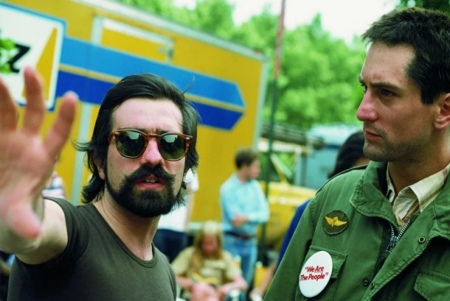 Мартин Скорсезе и Роберт Де Ниро на съемках фильма «Таксист», 1976 год