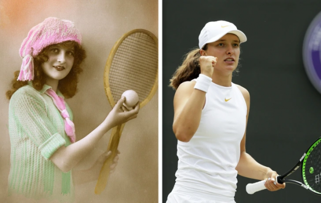 Теннисистка в 1920 году и в 2018-м
