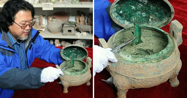 Китайские археологи обнаружили суп из костей возрастом 2400 лет, запечатанный в бронзовом сосуде