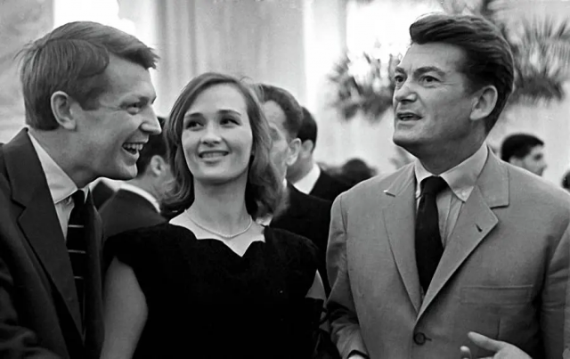 Олег Стриженов, Зинаида Кириенко, Жан Маре на III Московском международном кинофестивале. 16 июля 1963 года.