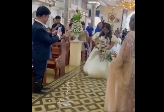 Невеста чуть не утонула на свадьбе из-за супертайфуна Доксури
