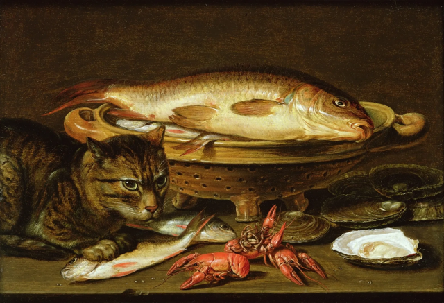 «Натюрморт с рыбой и котом», Клара Петерс