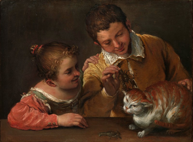 «Двое детей играют с котом», Аннибале Карраччи