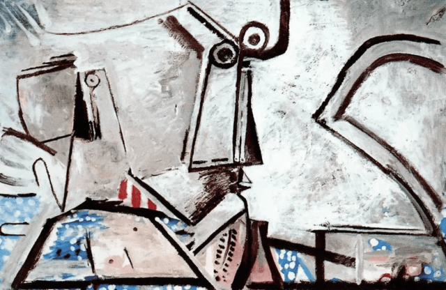 Пабло Пикассо — «Лежащая обнажённая и голова» (1973)