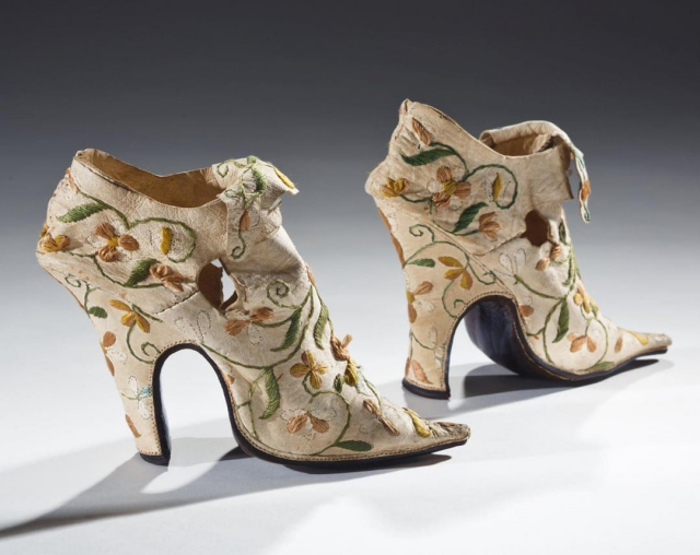 Женская изящная обувь из лайковой кожи, Италия, 1660-1700 годы