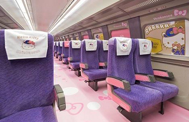 Высокоскоростной японский поезд Shinkansen от Hello Kitty