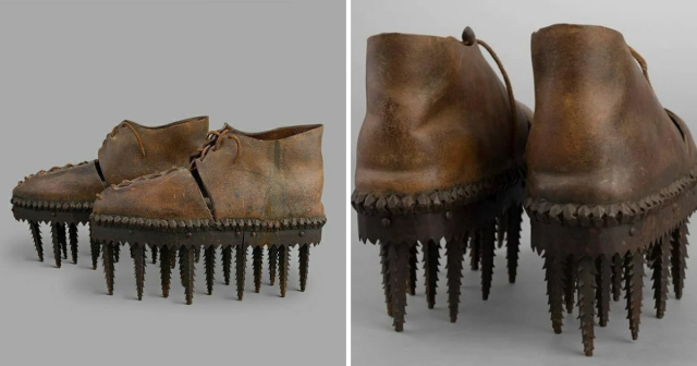 Это специальные тяжёлые ботинки, подошвы которых покрыты острыми лезвиями