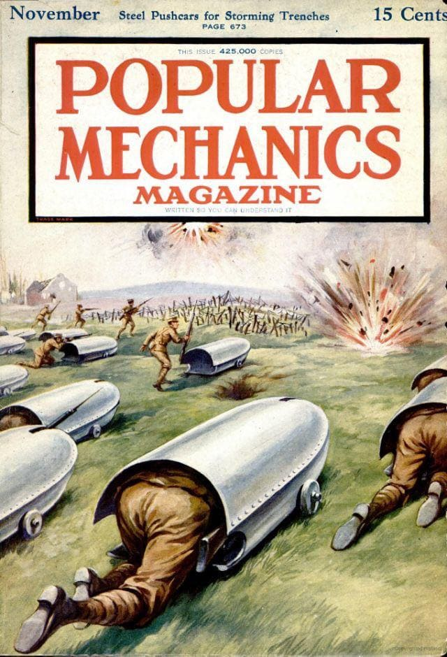 Обложка «Популярной механики» времён Первой мировой