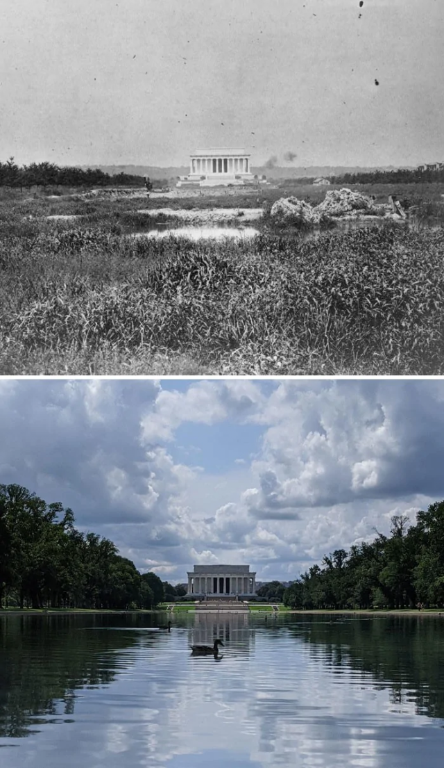 Мемориал Линкольну, Вашингтон, США, 1917 против 2020