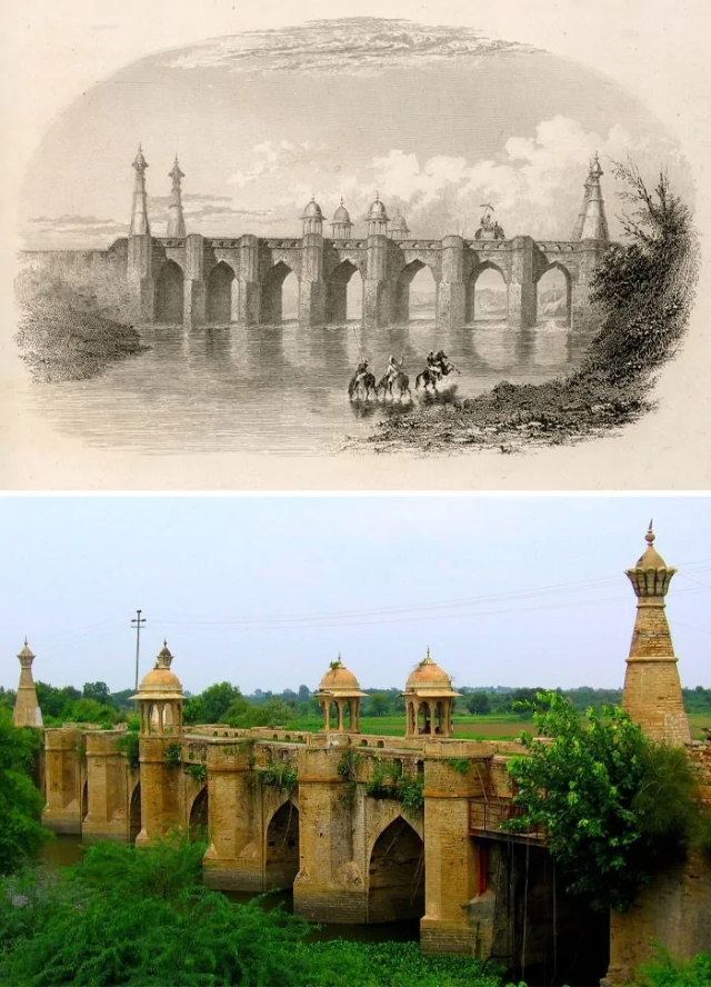 Мост Нурабад, Морена, Индия, 1829 против 2010