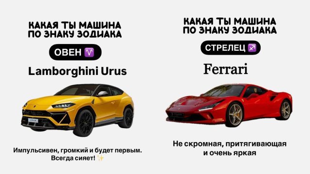 Какая вы машина по знаку зодиака?