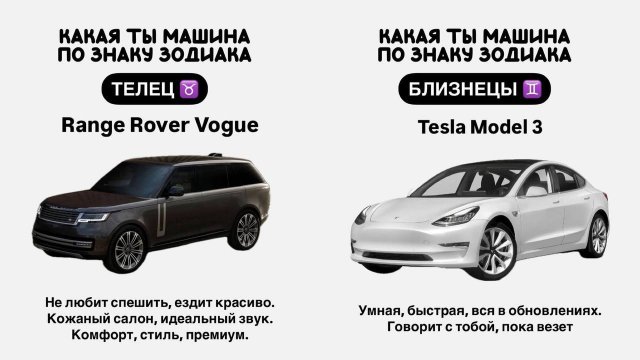 Какая вы машина по знаку зодиака?