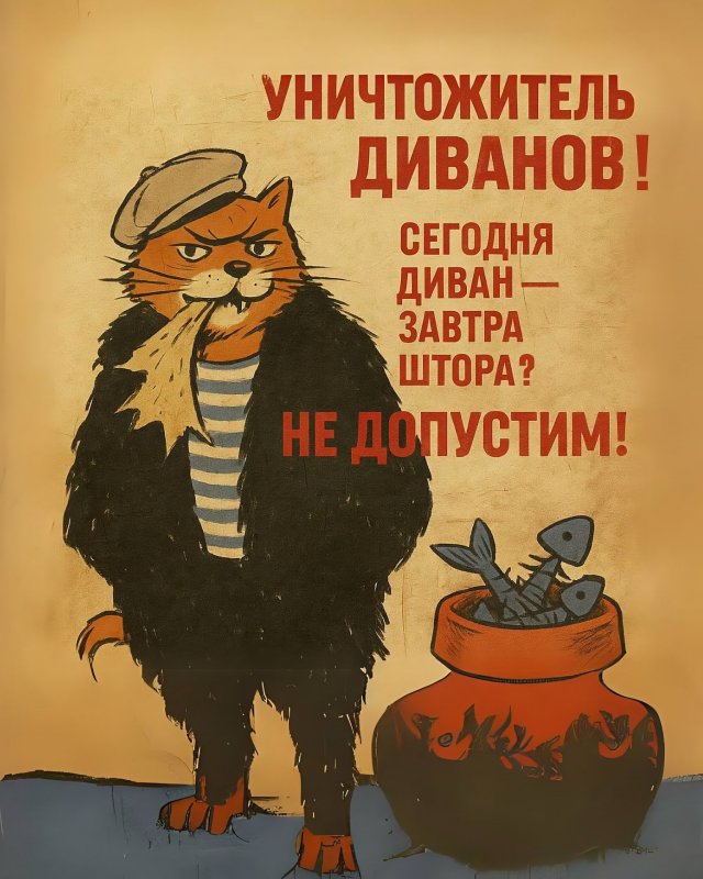 Нейросеть добавила котиков на знаменитые советские плакаты