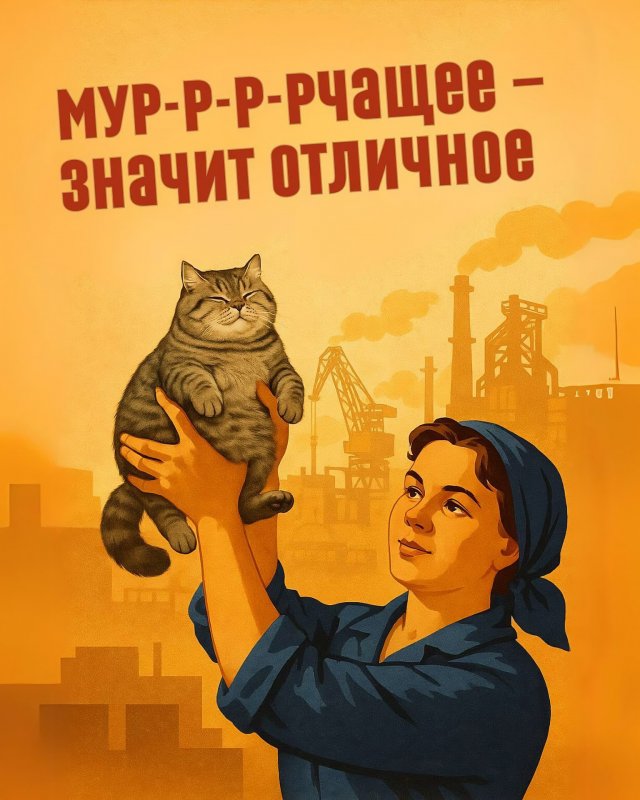 Нейросеть добавила котиков на знаменитые советские плакаты