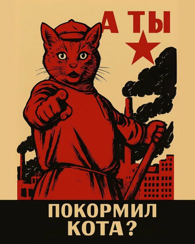 Нейросеть добавила котиков на знаменитые советские плакаты