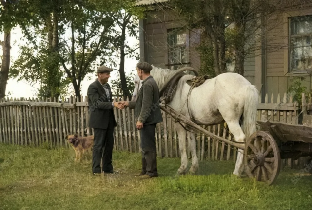 Жители села Терехово Латвийской ССР, 1985 год. Жители села Терехово Латвийской ССР, 1985 год.