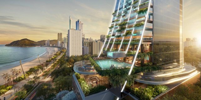 Строящийся жилой небоскреб Senna Tower на побережье Санта-Катарина в Бразилии