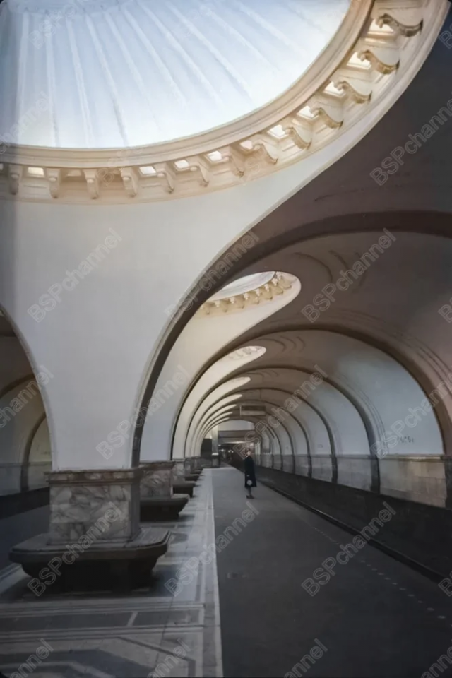 Станция метро "Сокол". Москва, 1952-1953 год. Станция метро "Сокол". Москва, 1952-1953 год.