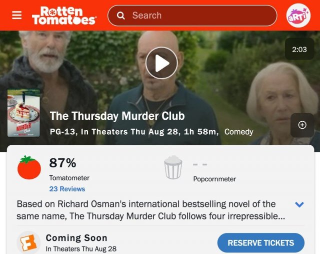 Криминальная комедия «Клуб убийств по четвергам» ворвалась на Rotten Tomatoes с 87%