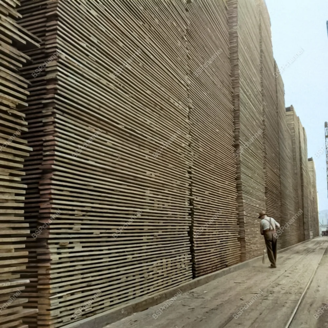 Лесозаготовительный склад Seattle Cedar Lumber Manufacturing Company в Сиэтле, штат Вашингтон 1939 год.