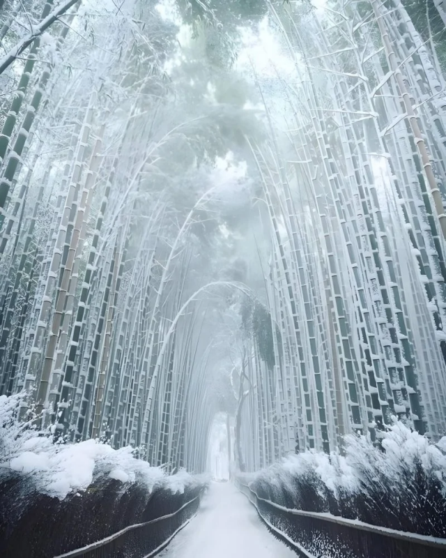 5. Бамбуковый лес Арасияма в Киото, Япония, зимой 5. Бамбуковый лес Арасияма в Киото, Япония, зимой