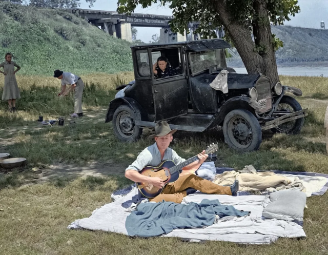 Лагерь рабочих-мигрантов. США, Округ Линкольн, Оклахома, 1939 год.