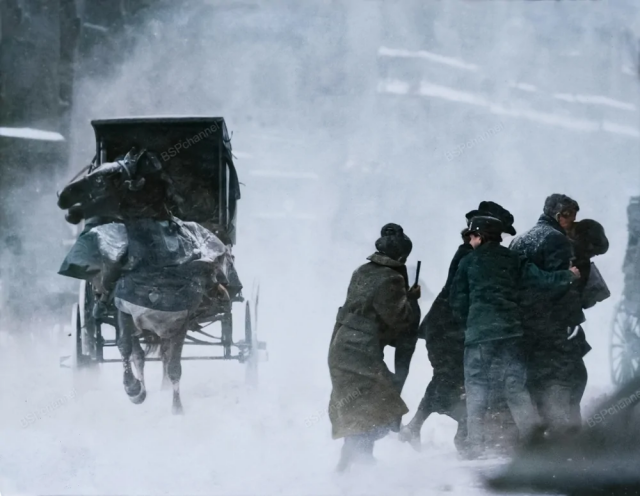 Нью-Йорк во время метели, 1914 год.