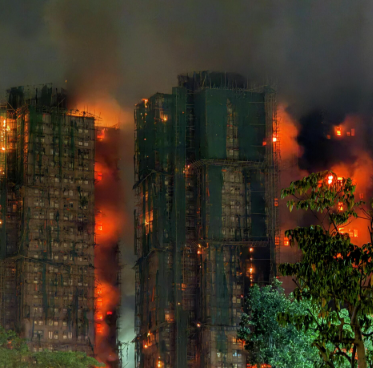 Пожар в башнях в Гонконге