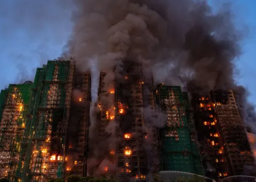 Пожар в башнях в Гонконге