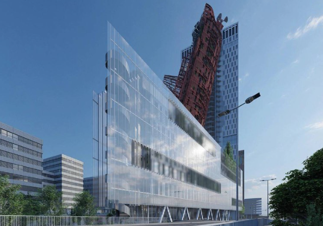 Здание в виде затонувшего корабля