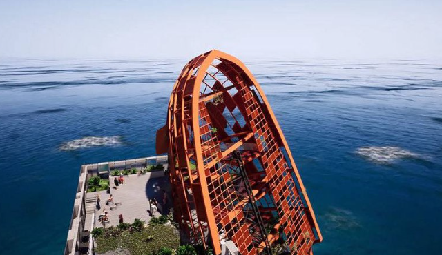 Здание в виде затонувшего корабля