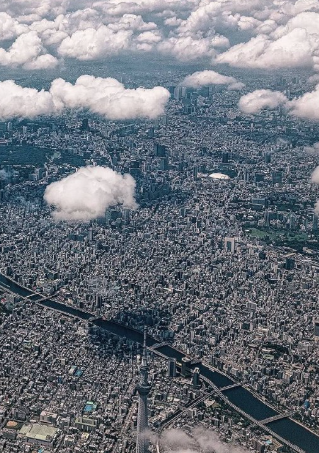 Вид на Токио с высоты птичьего полета