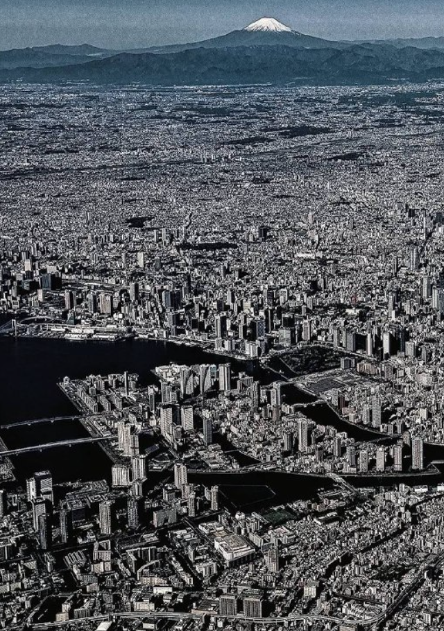 Вид на Токио с высоты птичьего полета