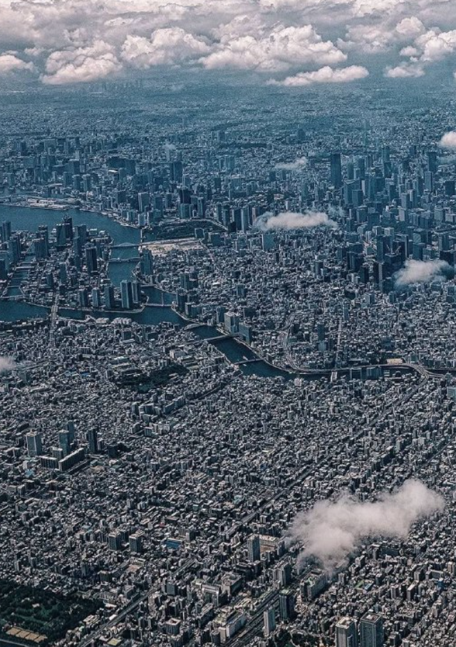 Вид на Токио с высоты птичьего полета