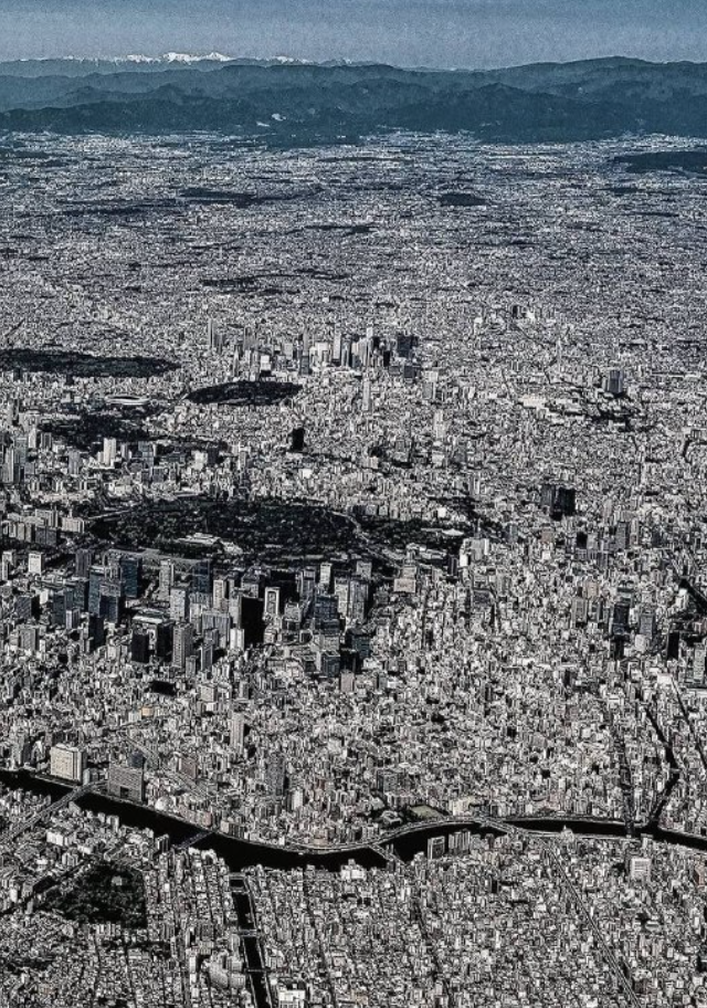Вид на Токио с высоты птичьего полета