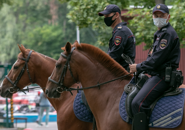В Москве полицейские ездят на лошадях