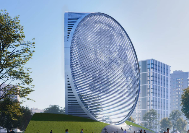 Проект офисного здания в виде Луны в Казани