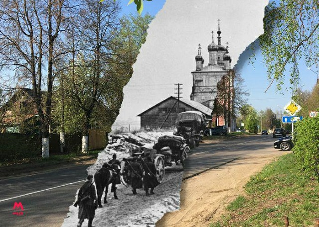 Акция #улицыпомнят. Люди смонтировали кадры Великой Отечественной войны и настоящего времени  (5 фото)