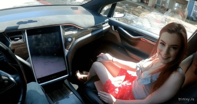 Актеры Pornhub "опробовали" автопилот электромобиля Tesla (3 фото)