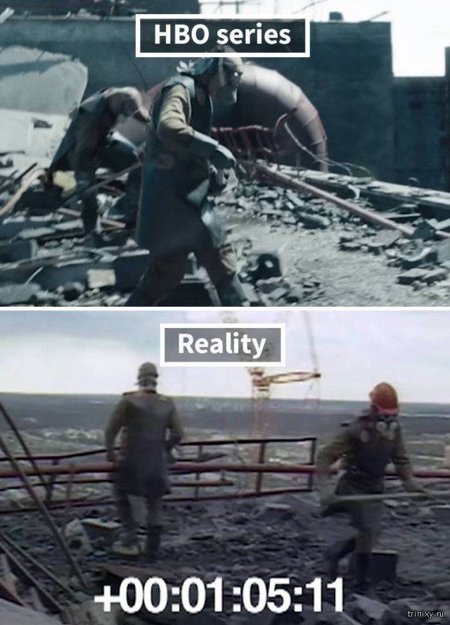 Реальные фотографии Чернобыльской катастрофы и кадры из сериала "Чернобыль" (20 фото)