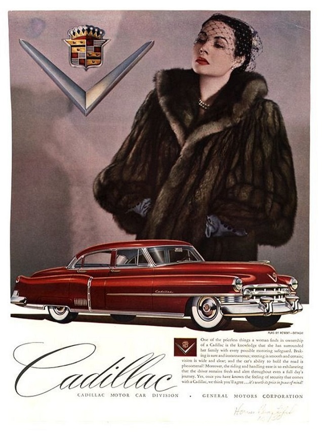 Шикарные женщины на рекламных постерах Cadillac начала 50-х годов (10 фото)