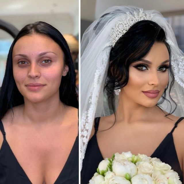 Невесты до и после профессионального макияжа (23 фото)