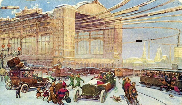 Как художники 1914 года представляли себе Москву XXIII века (7 фото)