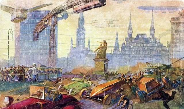 Как художники 1914 года представляли себе Москву XXIII века (7 фото)