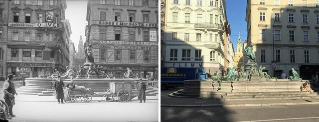Фотосравнение: архивные снимки Вены прошлого века и фото современной столицы (10 фото)