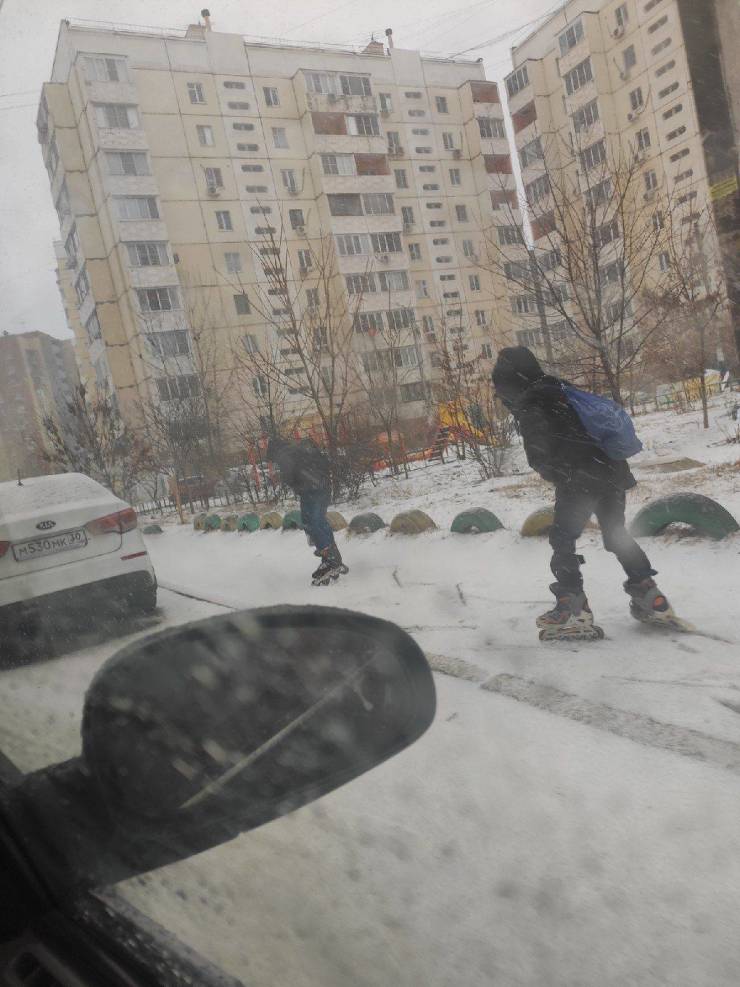 На роликах по снегу