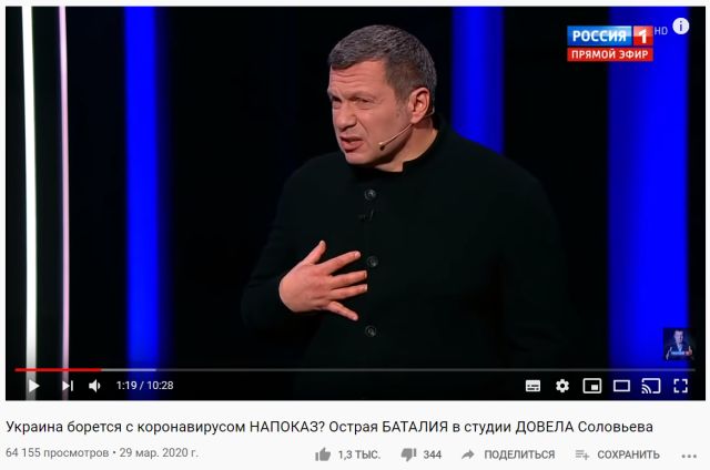 Безумные заголовки шоу "Вечер с Владимиром Соловьевым" в YouTube