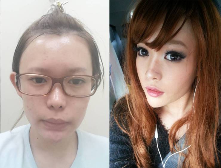 Фото до и после макияжа