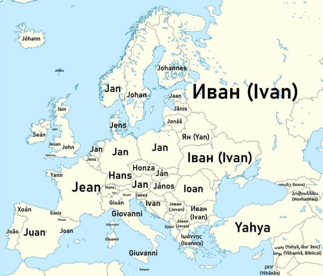 Варианты имени Джон в Европе