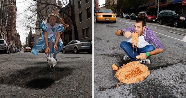 Фотографы сделали из ям на дорогах ироничные арт-объекты